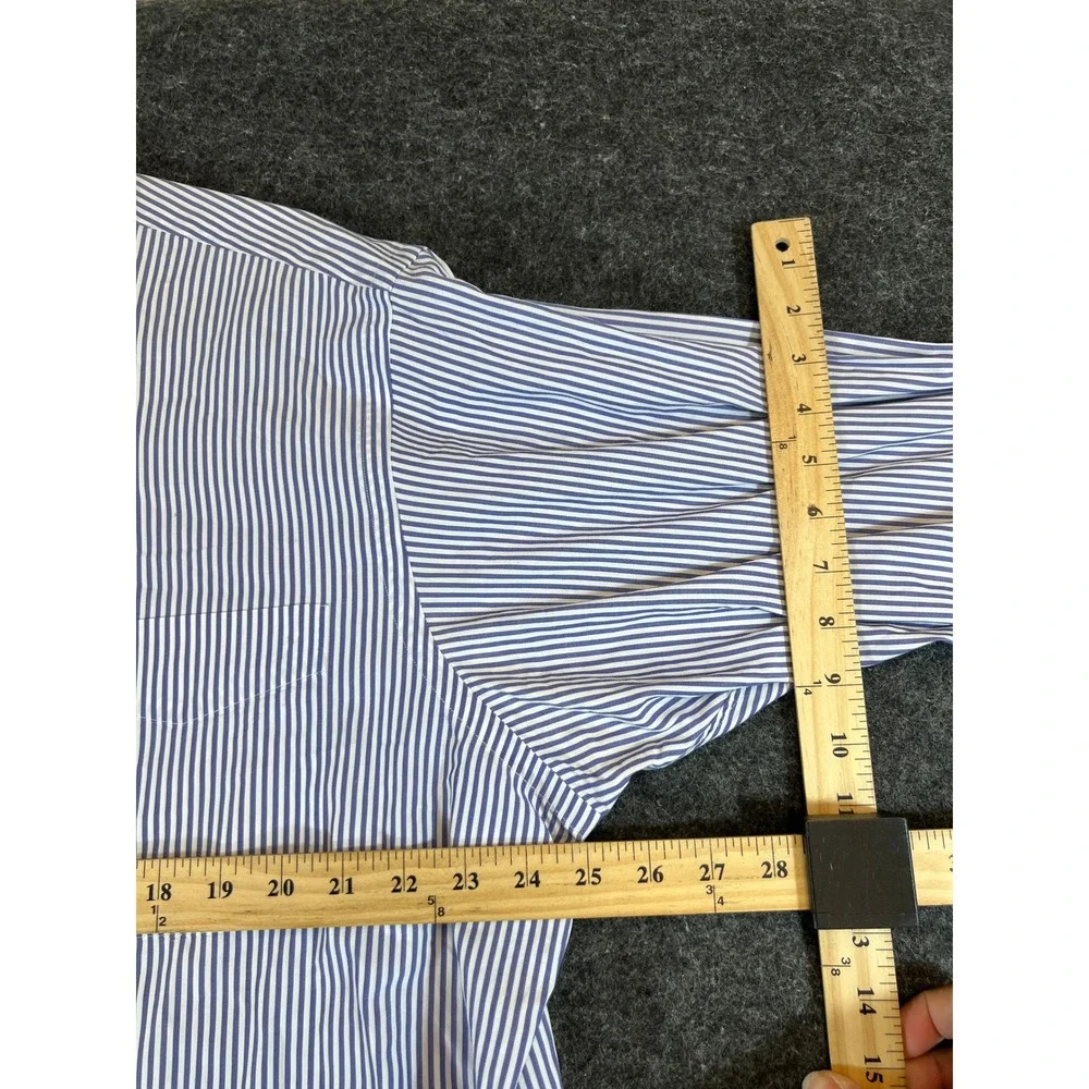 Polo Ralph Lauren Andrew Shirt Mens 17 32/33 Blue White Stripe Cotton LS Shirt